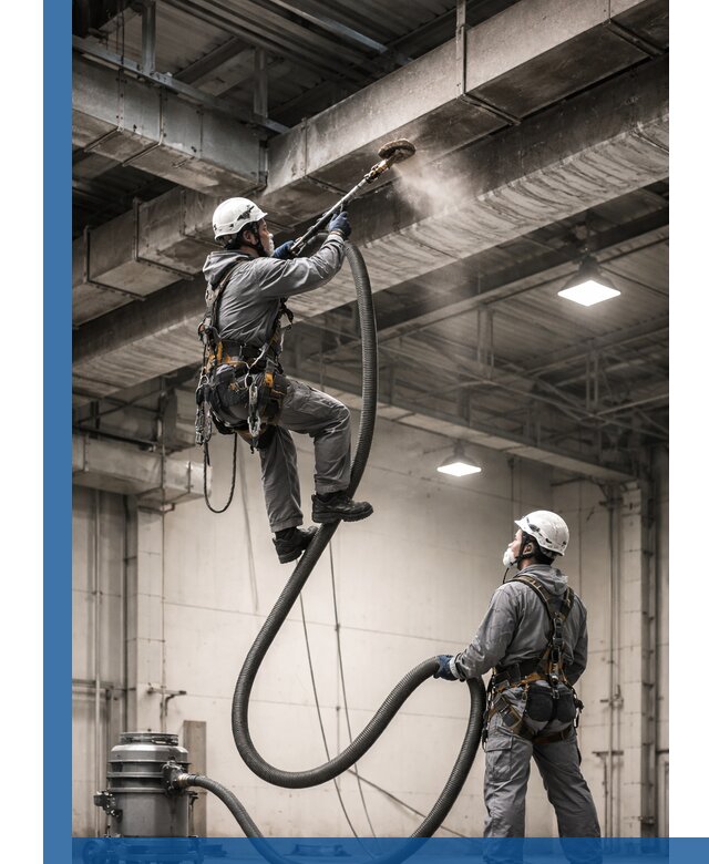 Обеспыливание потолочных конструкций в Канске промышленным альпинизмом