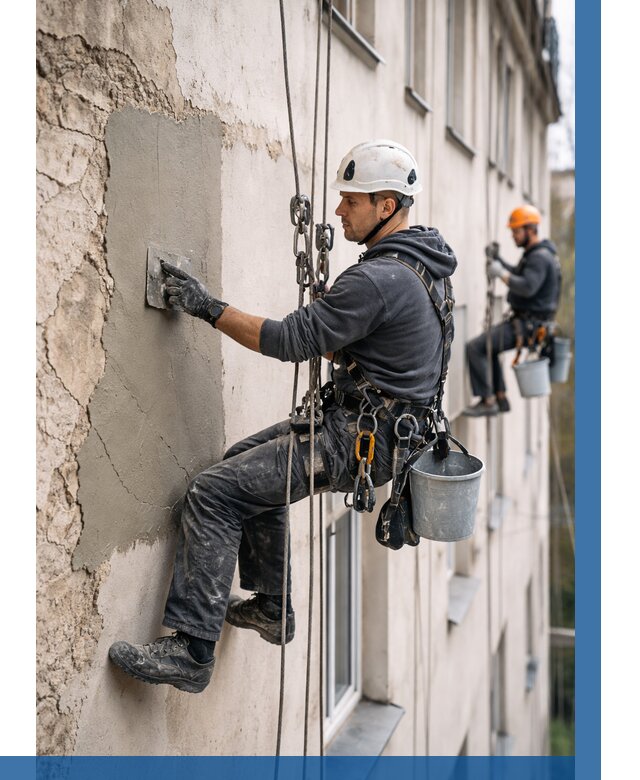 Восстановление штукатурки фасада в Канске от 1311 р. | ВЫСОТНИК-Кнс