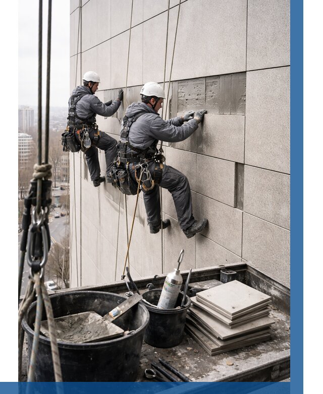 Ремонт фасада из керамогранита в Канске от 2732 р. | ВЫСОТНИК-Кнс