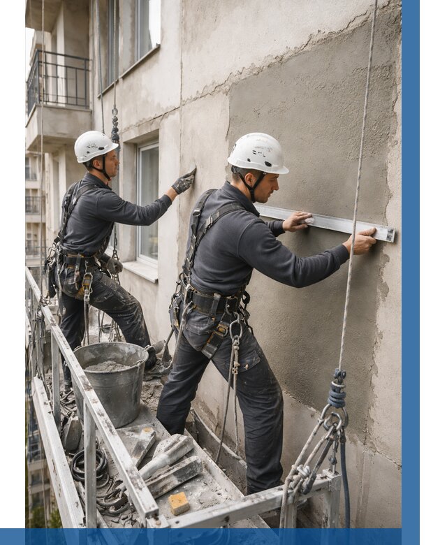 Штукатурка фасада на высоте в Канске от 984 р. | ВЫСОТНИК-Кнс