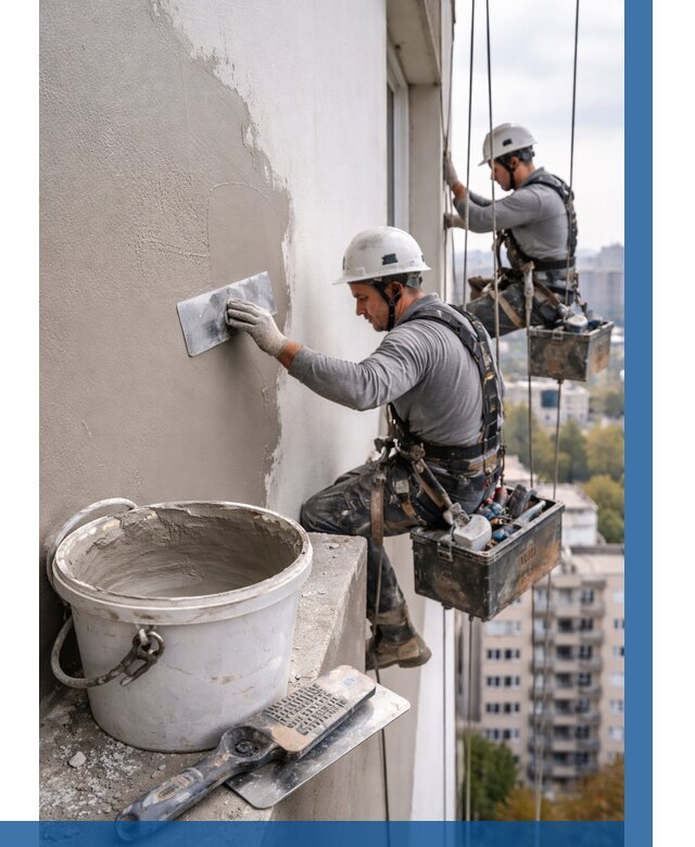 Шпаклевка фасада на высоте в Канске от 765 р. | ВЫСОТНИК-Кнс