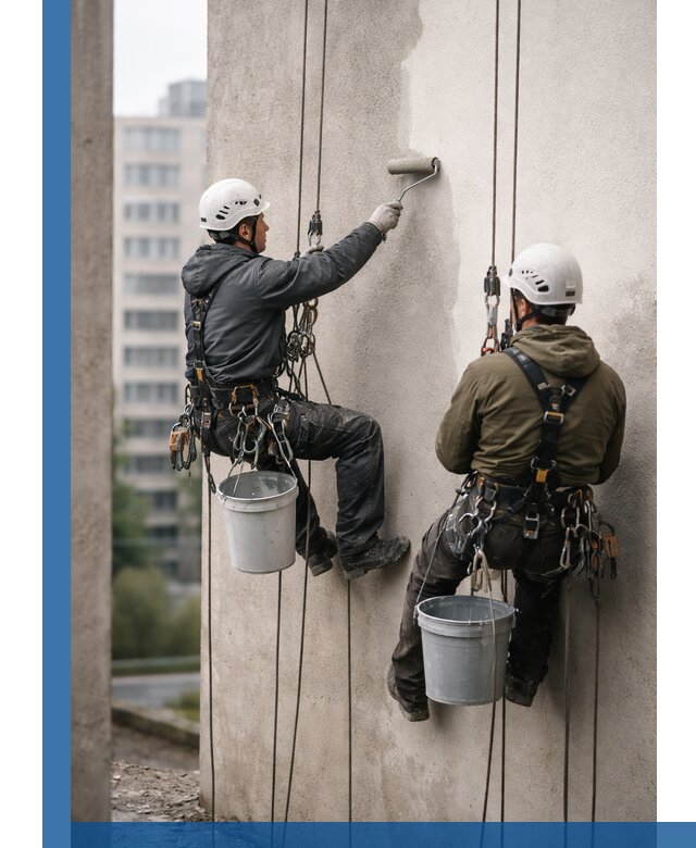 Покраска фасадов высотными альпинистами в Канске с гарантией