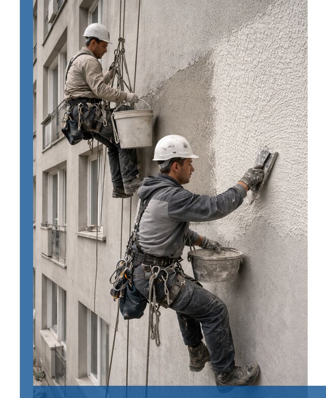 Нанесение декоративной штукатурки короед на фасад в Канске