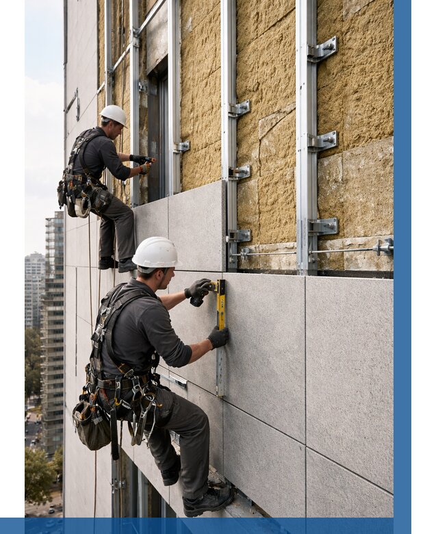 Монтаж вентилируемого фасада в Канске от 3825 р. | ВЫСОТНИК-Кнс