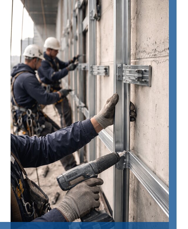 Монтаж подсистемы вентфасада в Канске от 929 р. | ВЫСОТНИК-Кнс