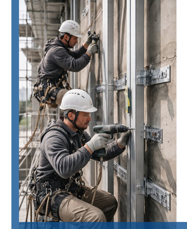 Монтаж и крепление подсистемы вентфасада в Канске