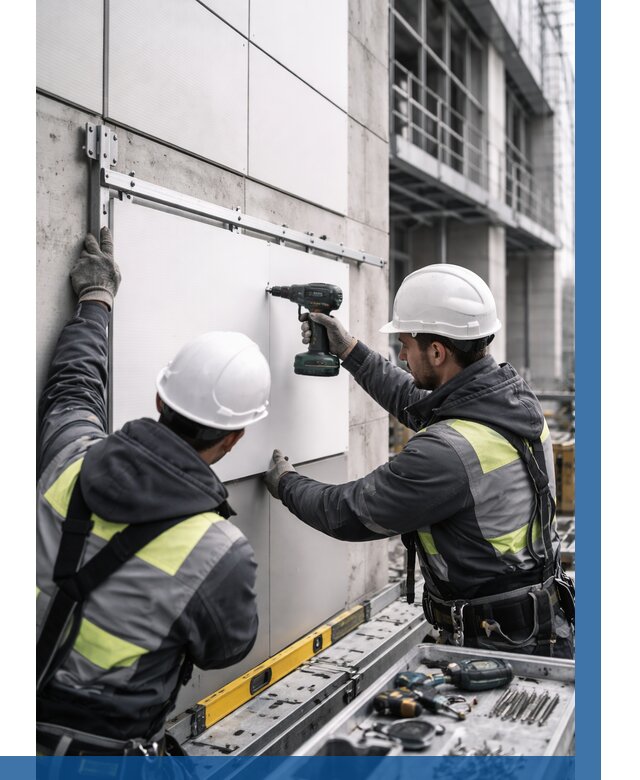 Монтаж композитных панелей фасада в Канске от 2732 р. | ВЫСОТНИК-Кнс