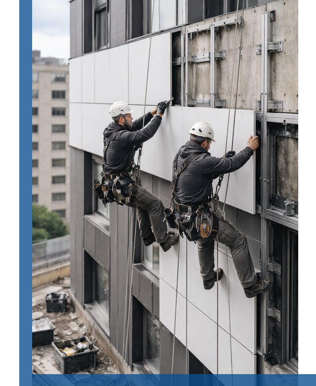 Монтаж композитных панелей фасада в Канске под ключ