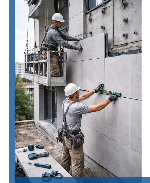 Монтаж керамогранита на фасад в Канске под ключ с гарантией качества