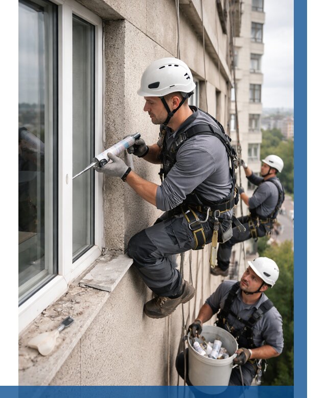 Герметизация оконных швов снаружи в Канске от 1639 р. | ВЫСОТНИК-Кнс