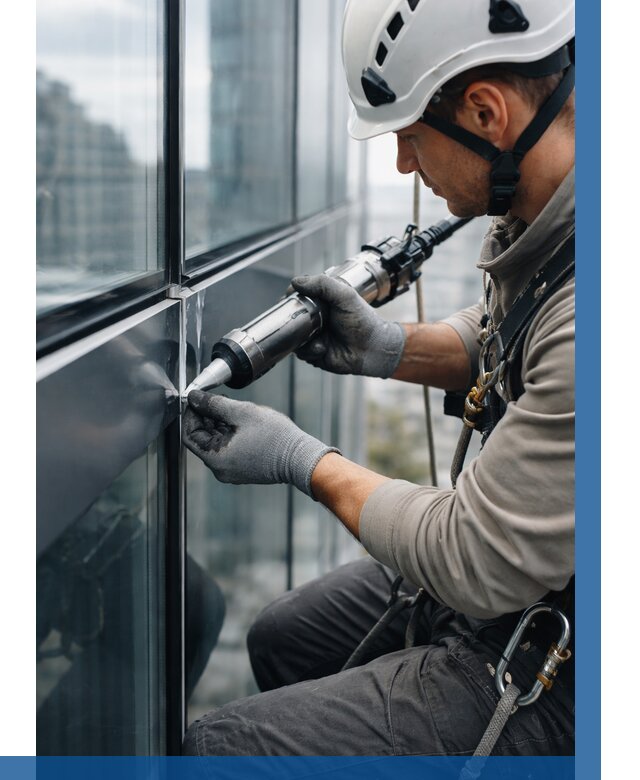 Герметизация стыков витража в Канске от 1311 р. | ВЫСОТНИК-Кнс