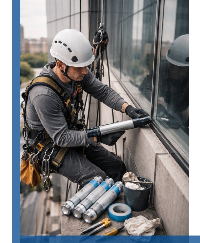 Герметизация стыков витража в Канске для герметичных фасадов