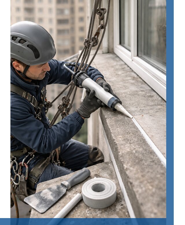 Герметизация балконного козырька в Канске от 4918 р. | ВЫСОТНИК-Кнс