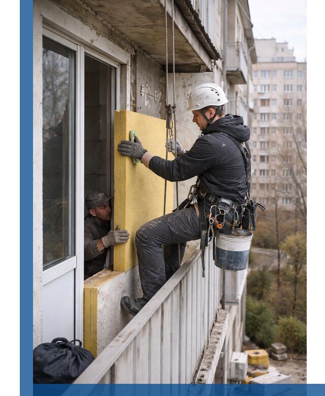 Профессиональное утепление балкона снаружи в Канске под ключ