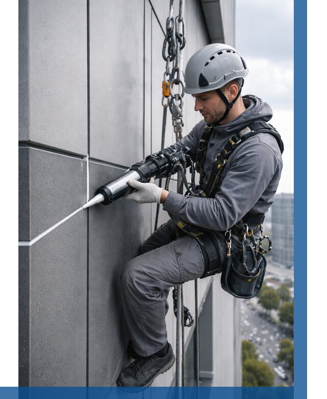 Герметизация стыков фасадных панелей в Канске от 7104 р.| ВЫСОТНИК-Кнс