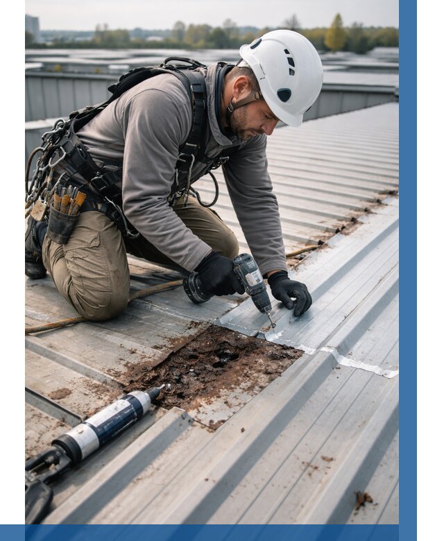 Ремонт профнастила на кровле в Канске от 765 р. | ВЫСОТНИК-Кнс