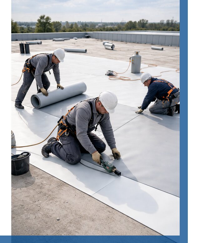 Монтаж мембранной кровли под ключ в Канске от 1311 р. | ВЫСОТНИК-Кнс