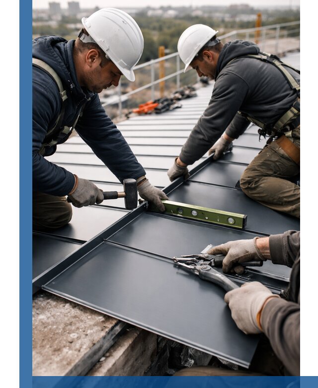 Монтаж фальцевой кровли в Канске для промышленных зданий