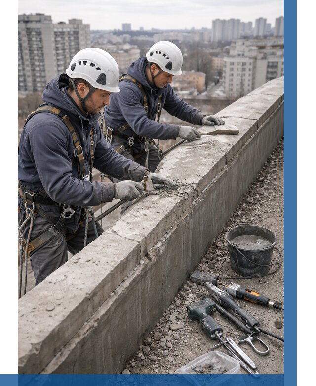 Ремонт парапета на кровле в Канске от 1639 р. | ВЫСОТНИК-Кнс