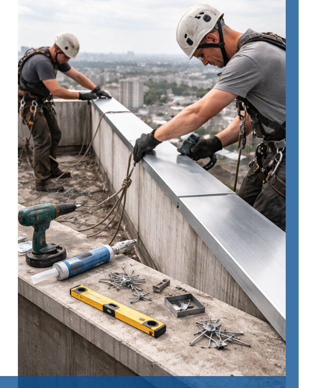 Монтаж парапетных крышек в Канске от 874 р. | ВЫСОТНИК-Кнс