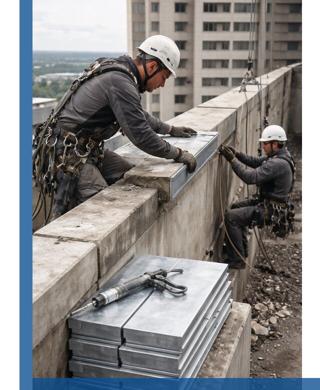 Замена парапетных крышек и установка новых в Канске