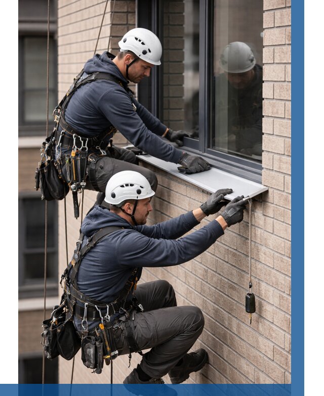 Монтаж оконных отливов под ключ в Канске от 3825 р. | ВЫСОТНИК-Кнс