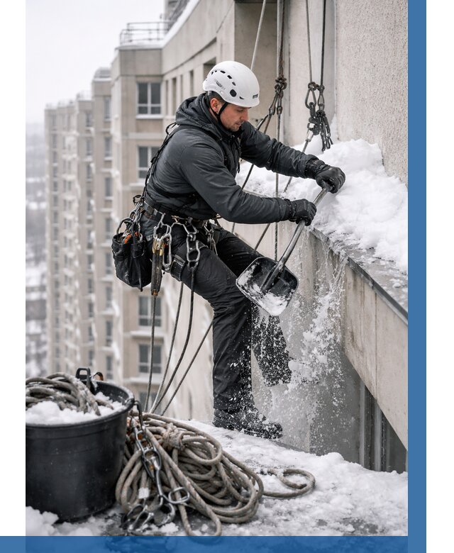 Очистка карнизов от снега в Канске от 328 р. | ВЫСОТНИК-Кнс