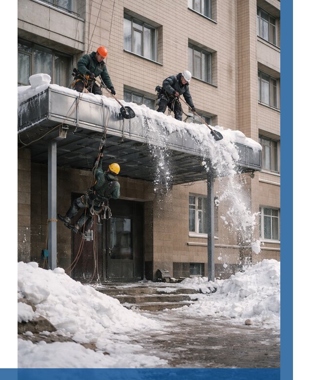 Очистка козырьков от снега в Канске от 3825 р. | ВЫСОТНИК-Кнс