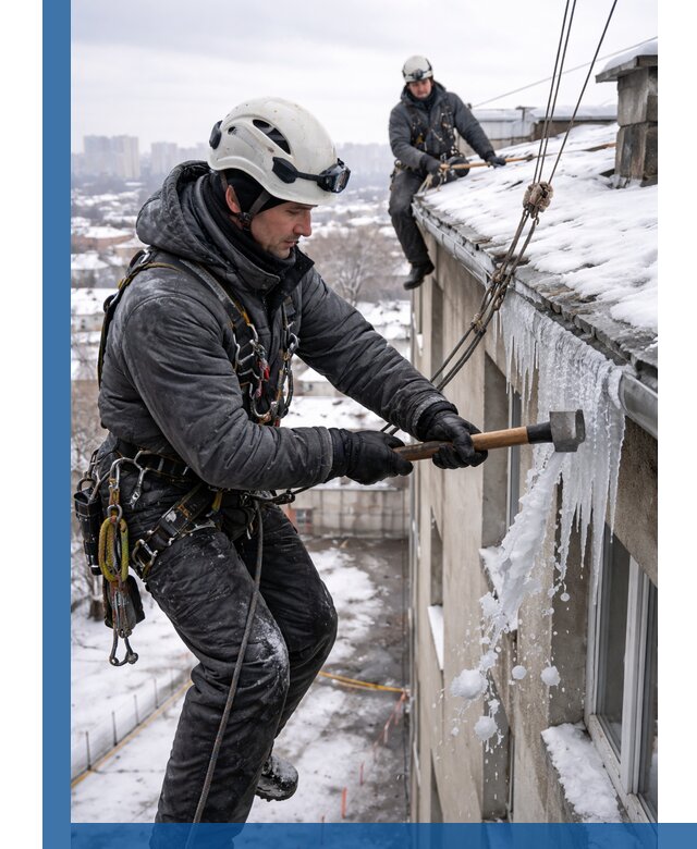 Сбивание и удаление сосулек с крыши в Канске безопасно