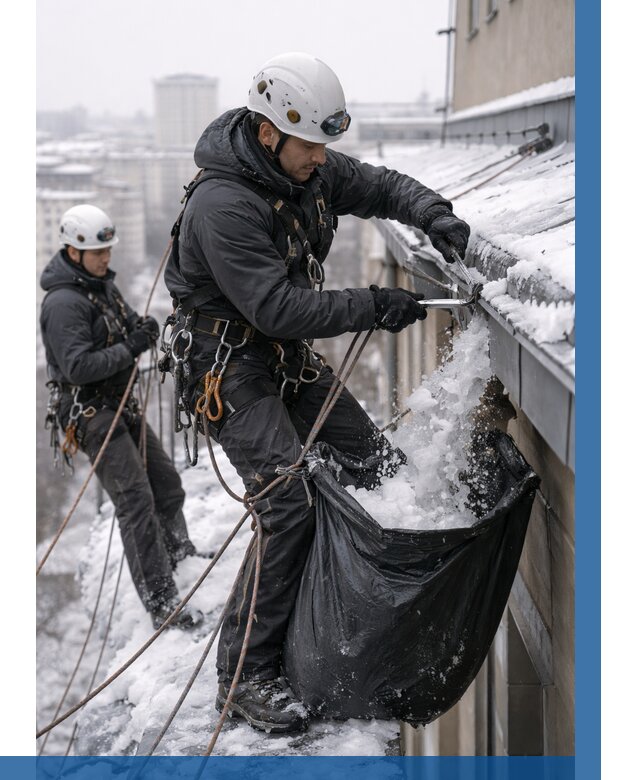 Аварийная очистка крыши в Канске под ключ от 328 р. | ВЫСОТНИК-Кнс