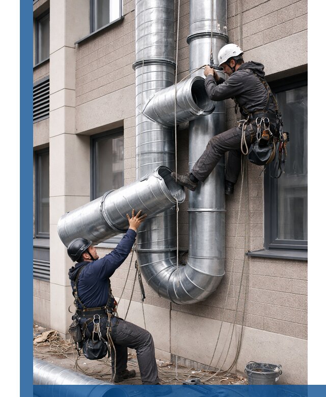 Монтаж фасадных воздуховодов в Канске с герметизацией и крепежом