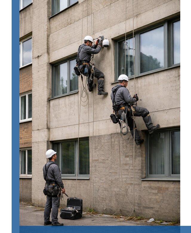 Монтаж фасадных камер видеонаблюдения в Канске под ключ