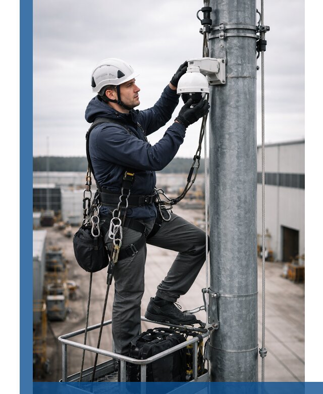 Профессиональная установка видеокамер на мачте в Канске