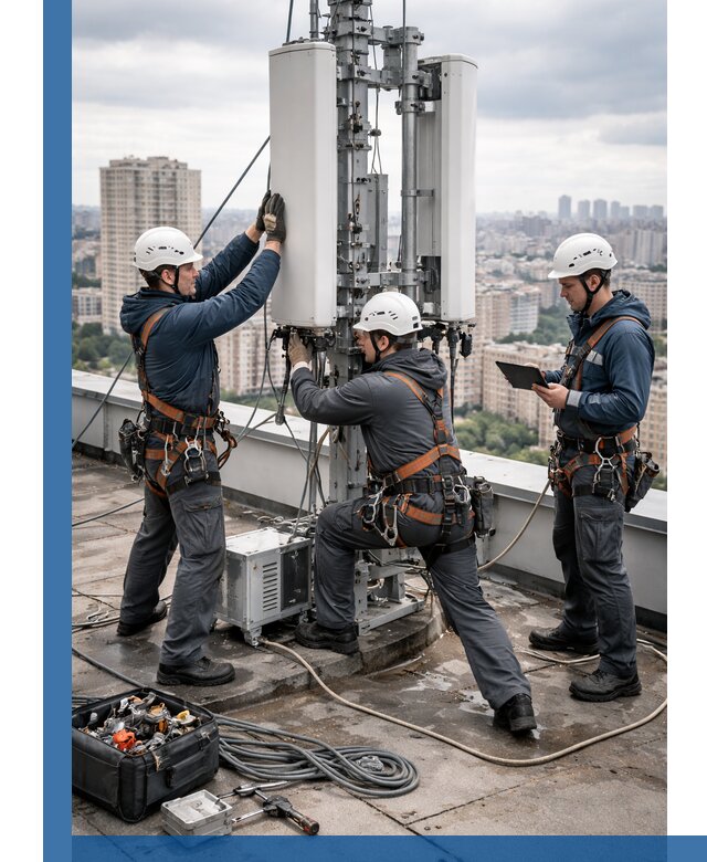 Монтаж антенн связи на крыше в Канске с вводом в эксплуатацию