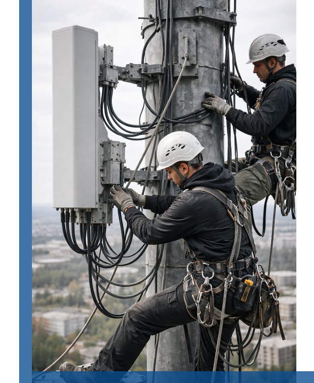 Монтаж оборудования связи на мачте в Канске с пусконаладкой