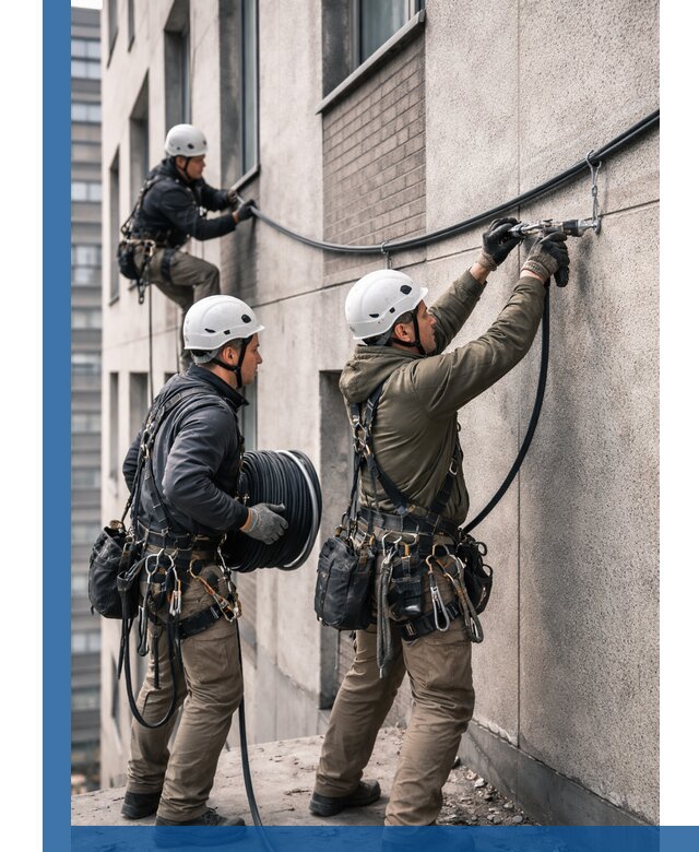 Прокладка кабеля по фасаду в Канске, профессиональный монтаж