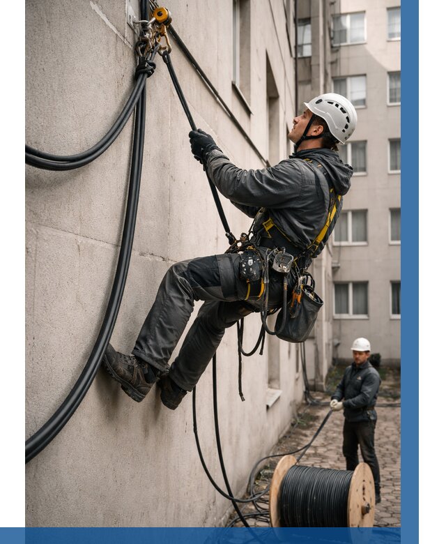 Протяжка кабеля питания на высоте в Канске от 492 р. | ВЫСОТНИК-Кнс