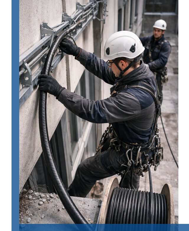 Протяжка кабеля питания на высоте в Канске с гарантией безопасности и качества