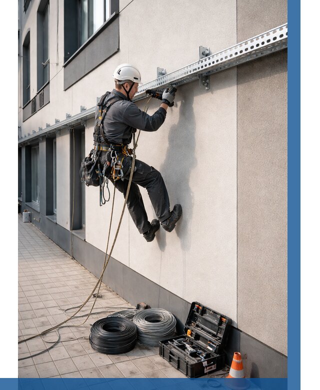 Монтаж кабельных лотков на фасаде в Канске от 1311 р. | ВЫСОТНИК-Кнс