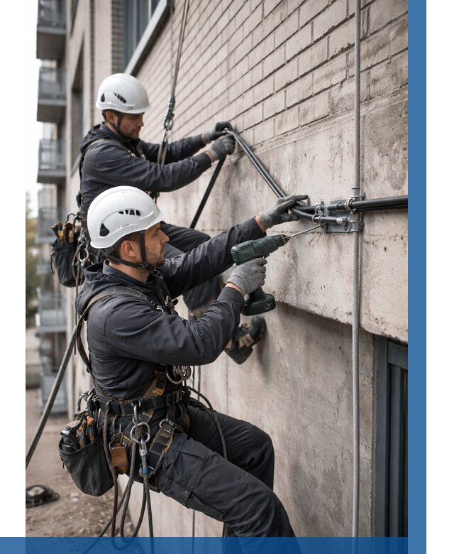 Крепление кабеля на фасаде в Канске от 383 р. | ВЫСОТНИК-Кнс