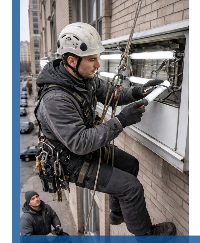 Профессиональная замена ламп в наружной вывеске в Канске
