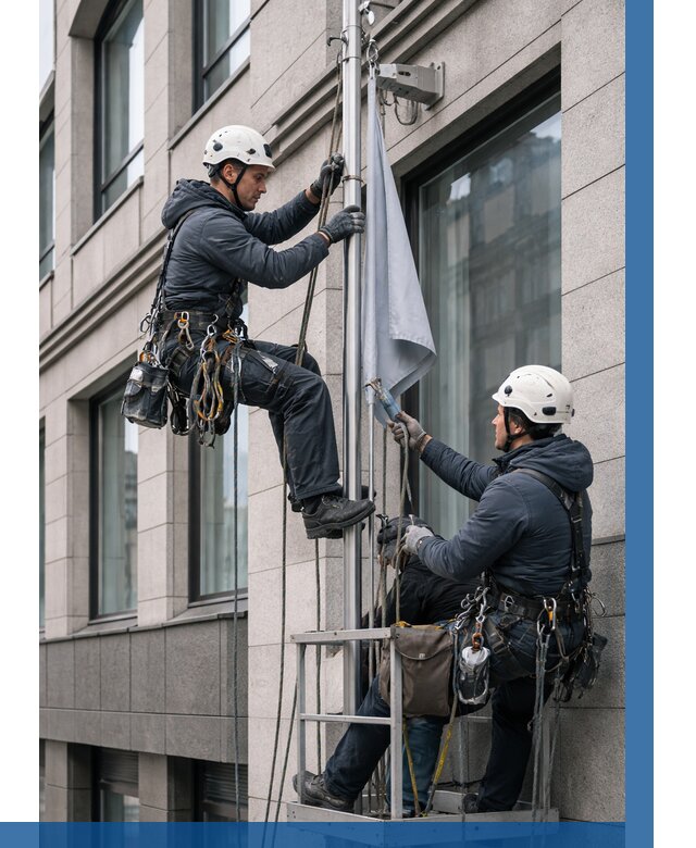 Установка флагов на фасаде в Канске от 4918 р. | ВЫСОТНИК-Кнс