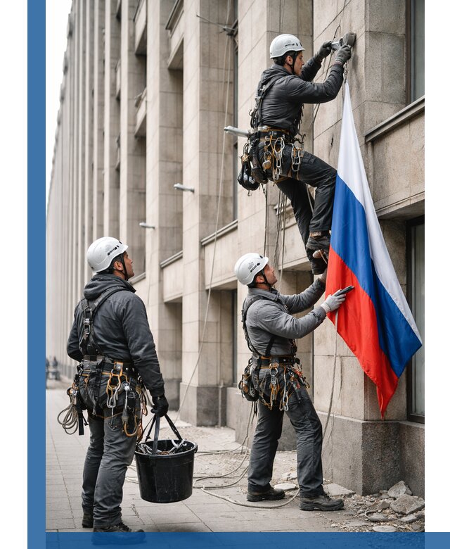 Профессиональная установка флагов на фасаде в Канске