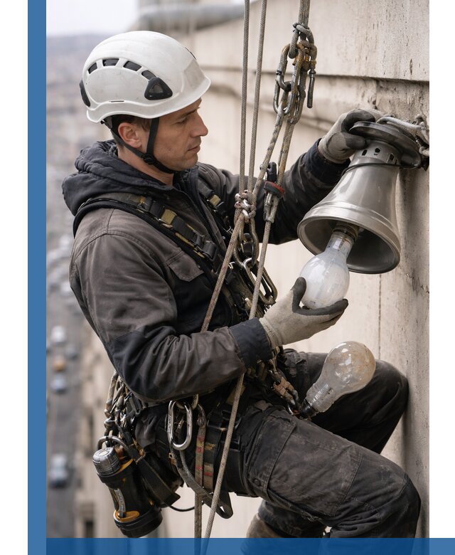 Замена ламп на высоте в Канске профессионально и быстро