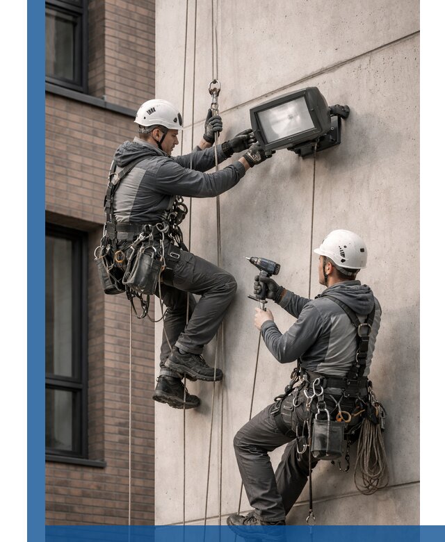 Профессиональный монтаж фасадных прожекторов в Канске под ключ