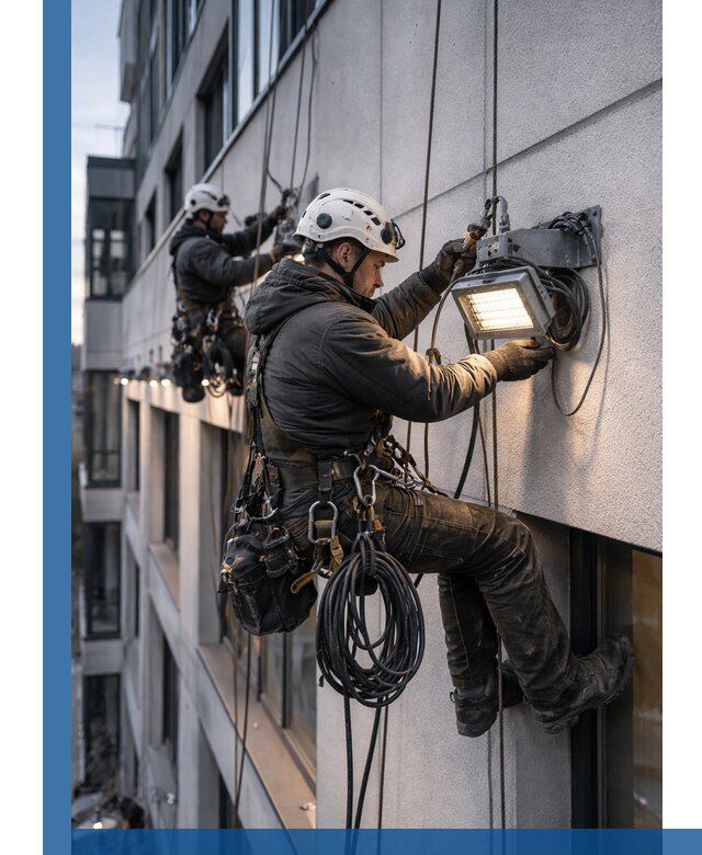 Монтаж фасадного освещения в Канске установка и подключение