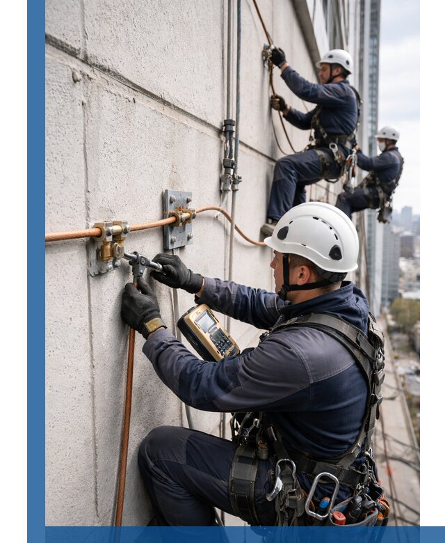 Монтаж системы заземления здания и молниезащиты в Канске