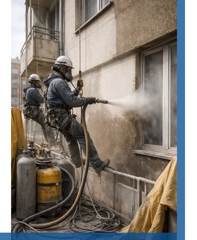 Пескоструйная очистка фасада в Канске от 710 р. | ВЫСОТНИК-Кнс