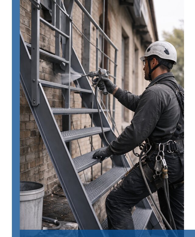 Покраска и антикоррозионная защита пожарных лестниц в Канске