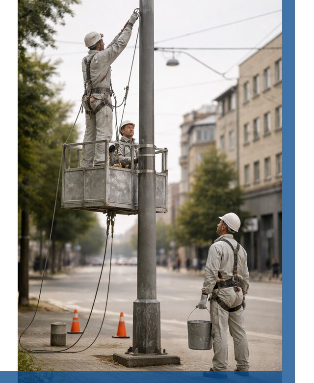 Покраска опор освещения в Канске от 5465 р. | ВЫСОТНИК-Кнс